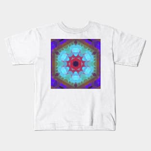 Retro Mandala Flower Red Blue and Purple Kids T-Shirt